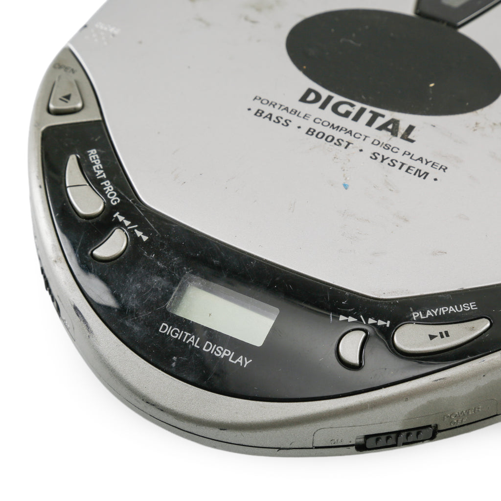 Vintage Silver and Black Portable CD Player