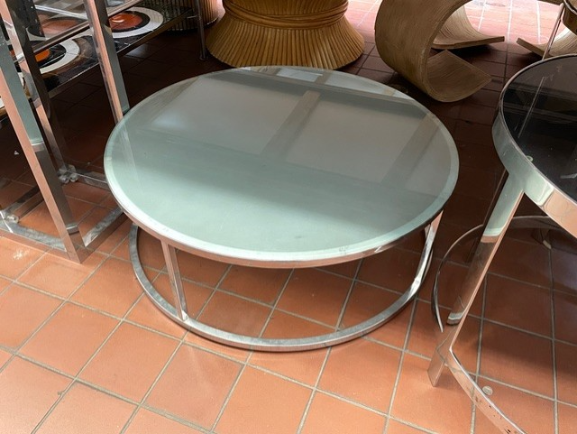 Chrome Coffee Table Round With Frosted Glass