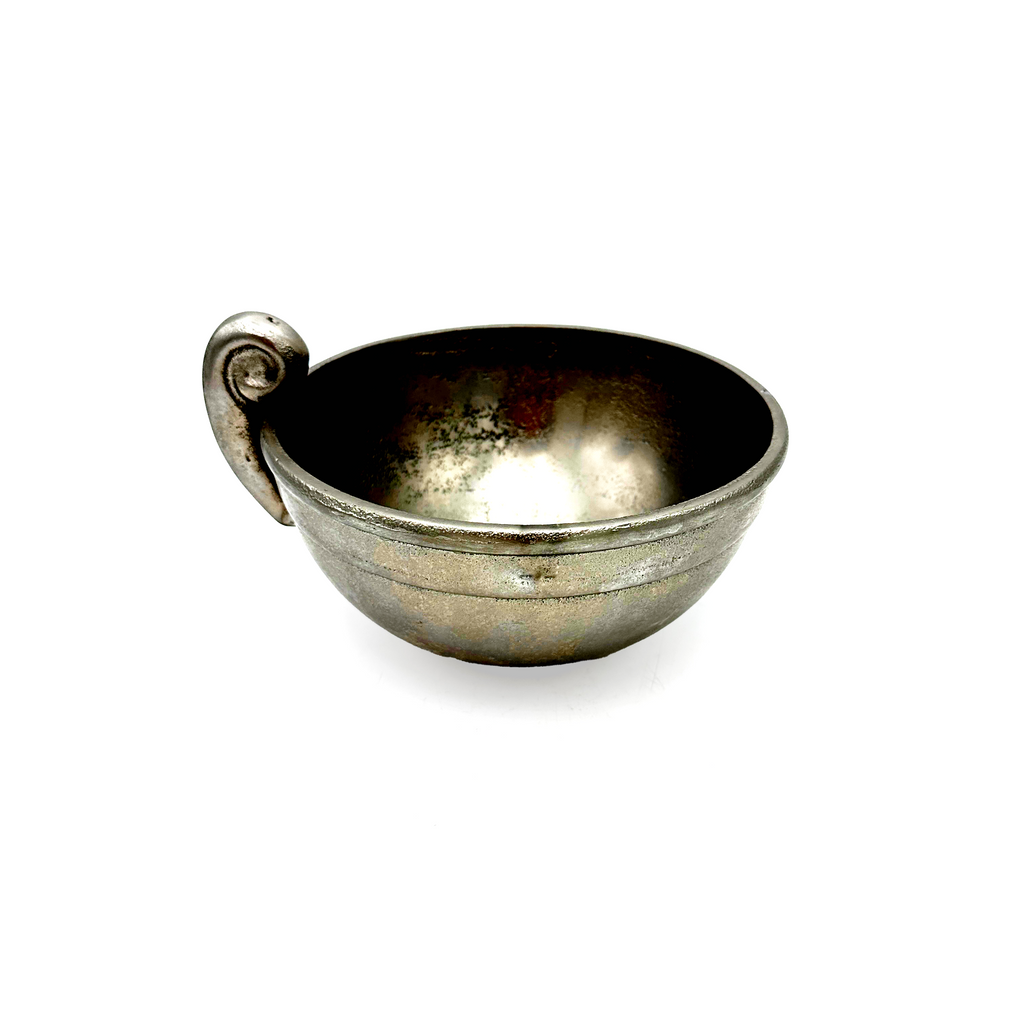Silver/Chrome Bowl with Scroll Handle