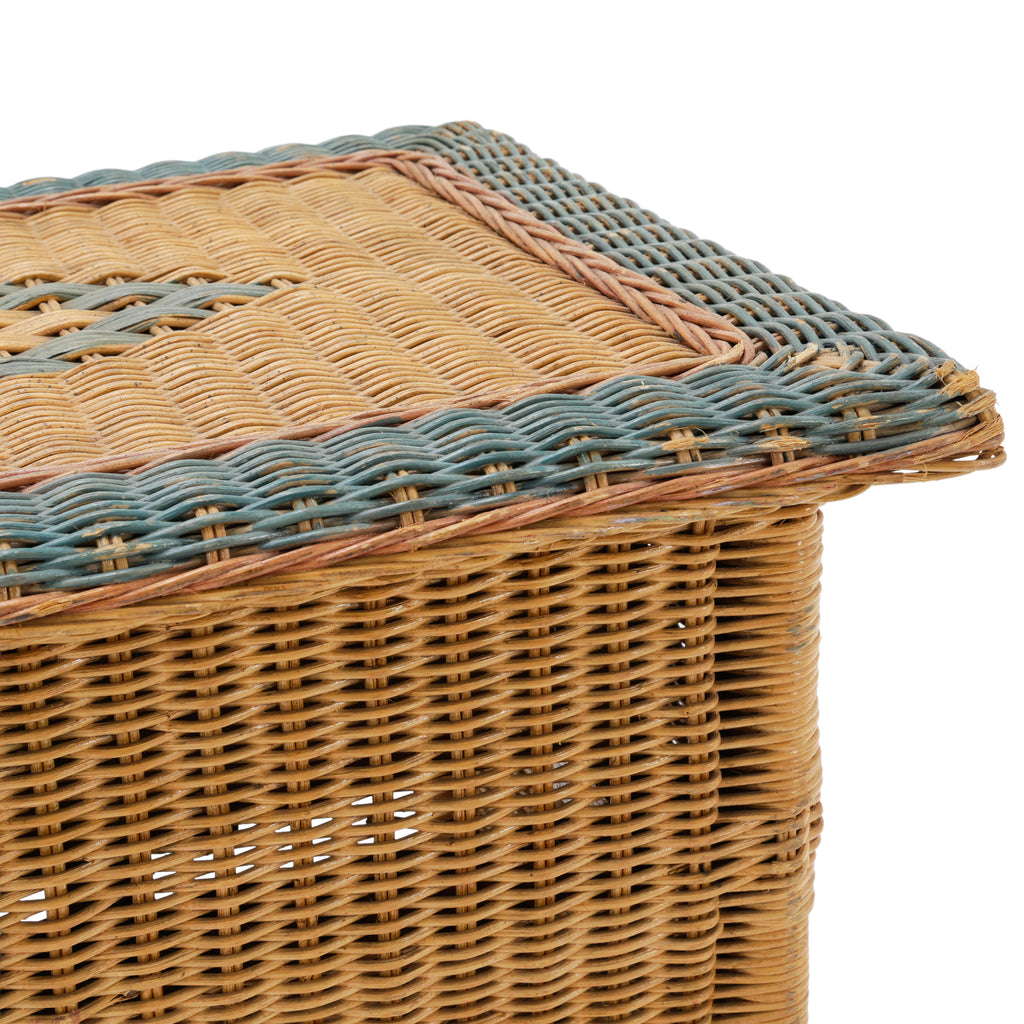 Rattan Square End Tables with Sage Green Accents