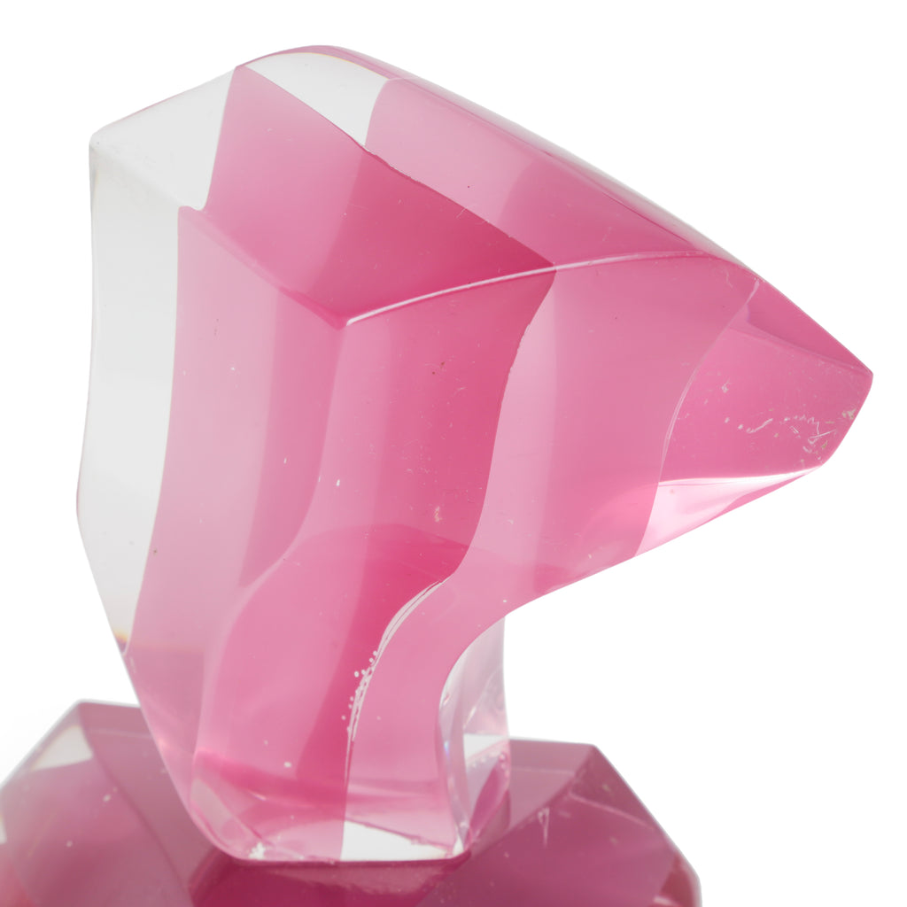 Clear and Fuchsia Pink Abstract Acrylic Sculpture