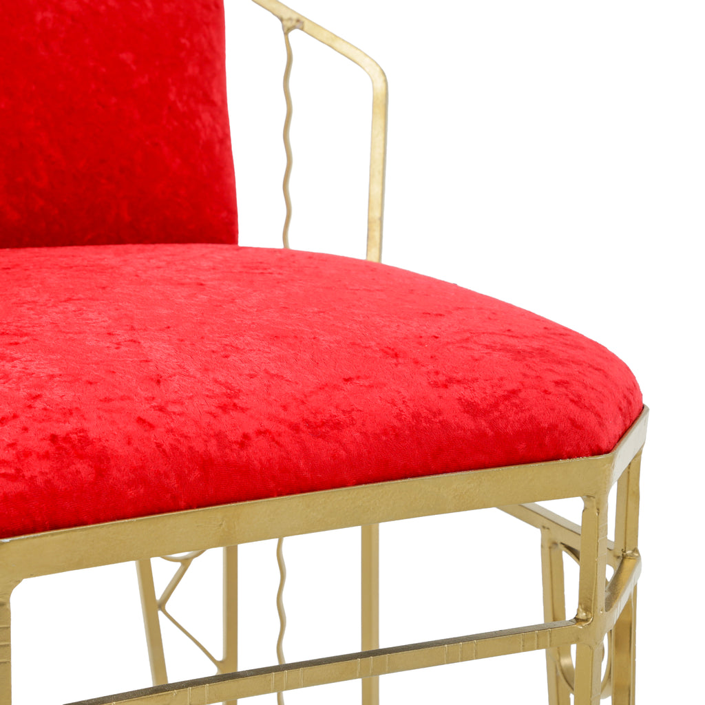 Gold and Red Asymmetrical Dining Chair