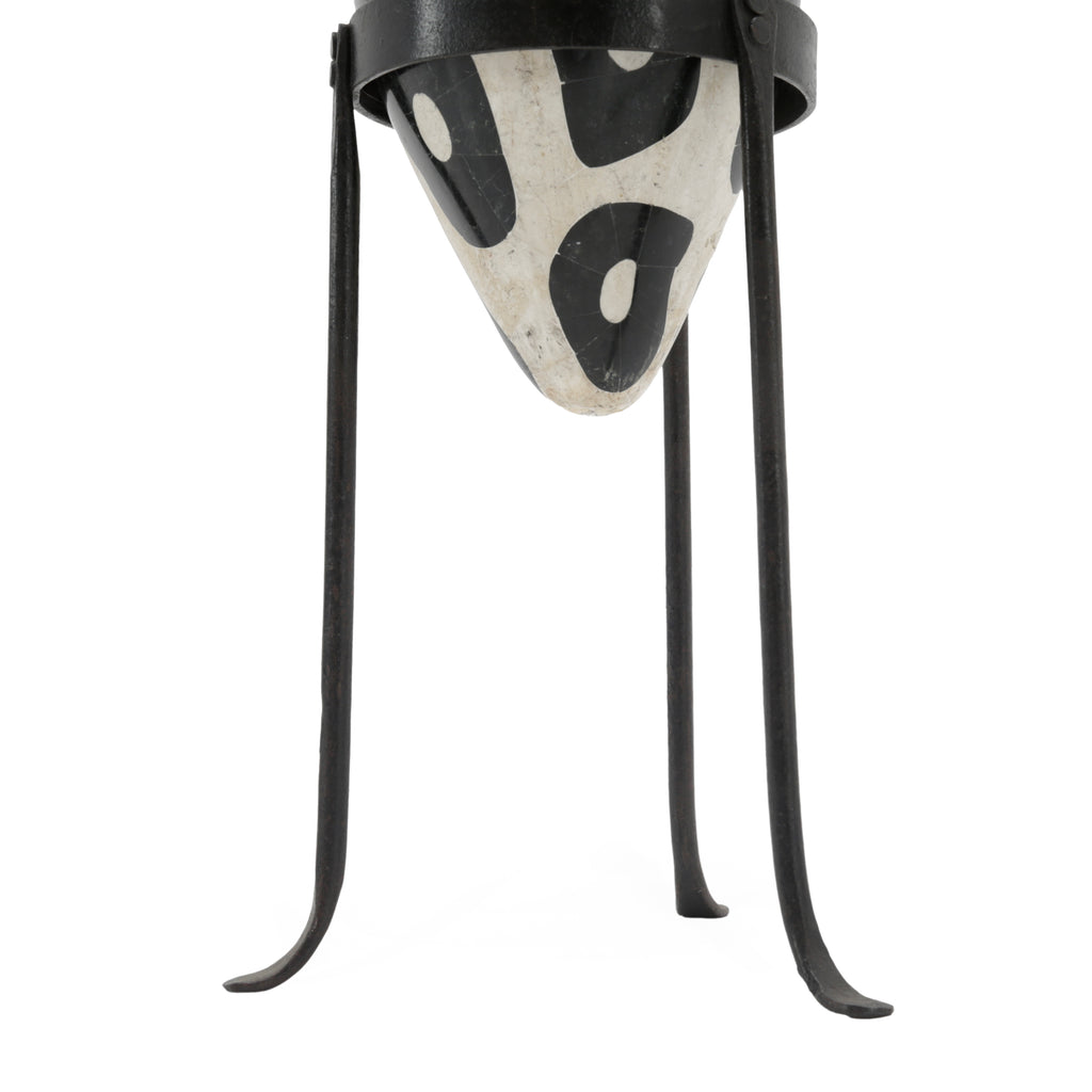 Set of 3 Black and Off-White Ceramic Vases