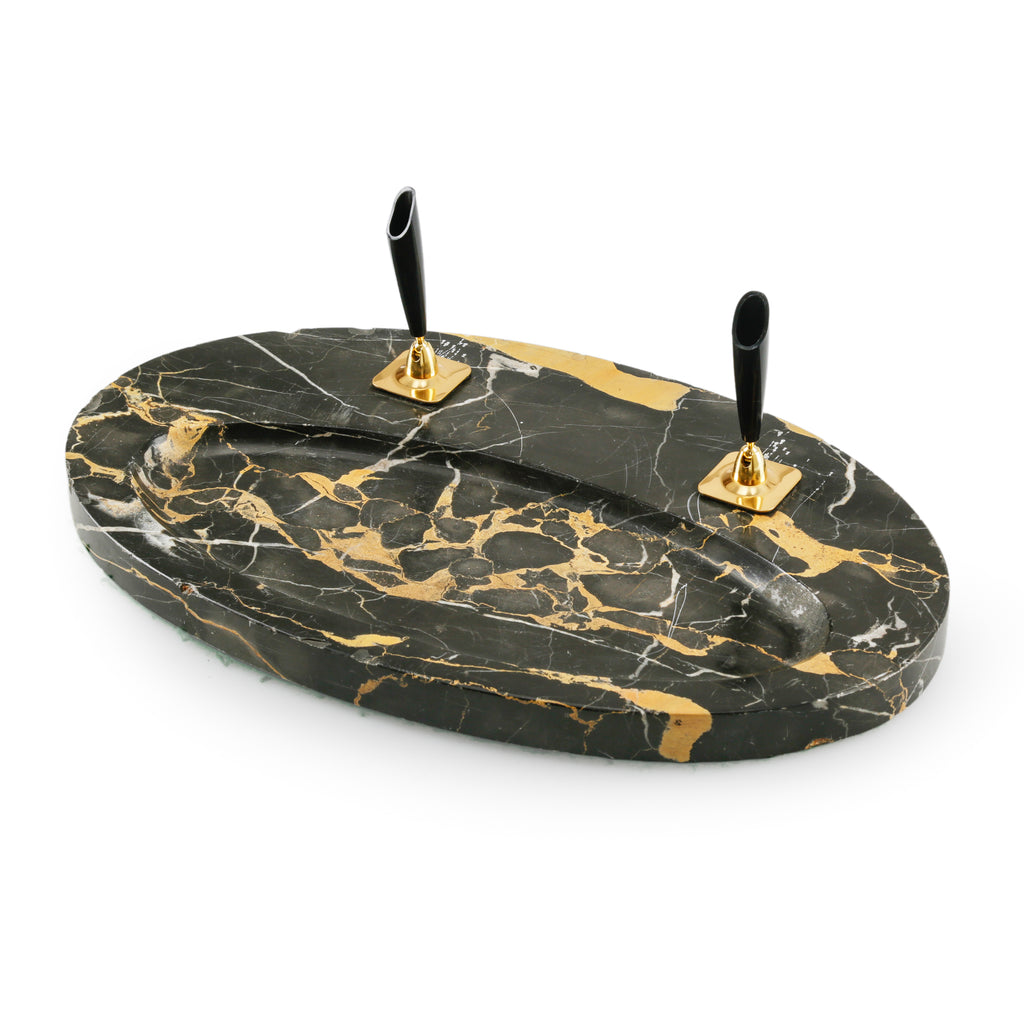 Black and Gold Marble Pen Holder