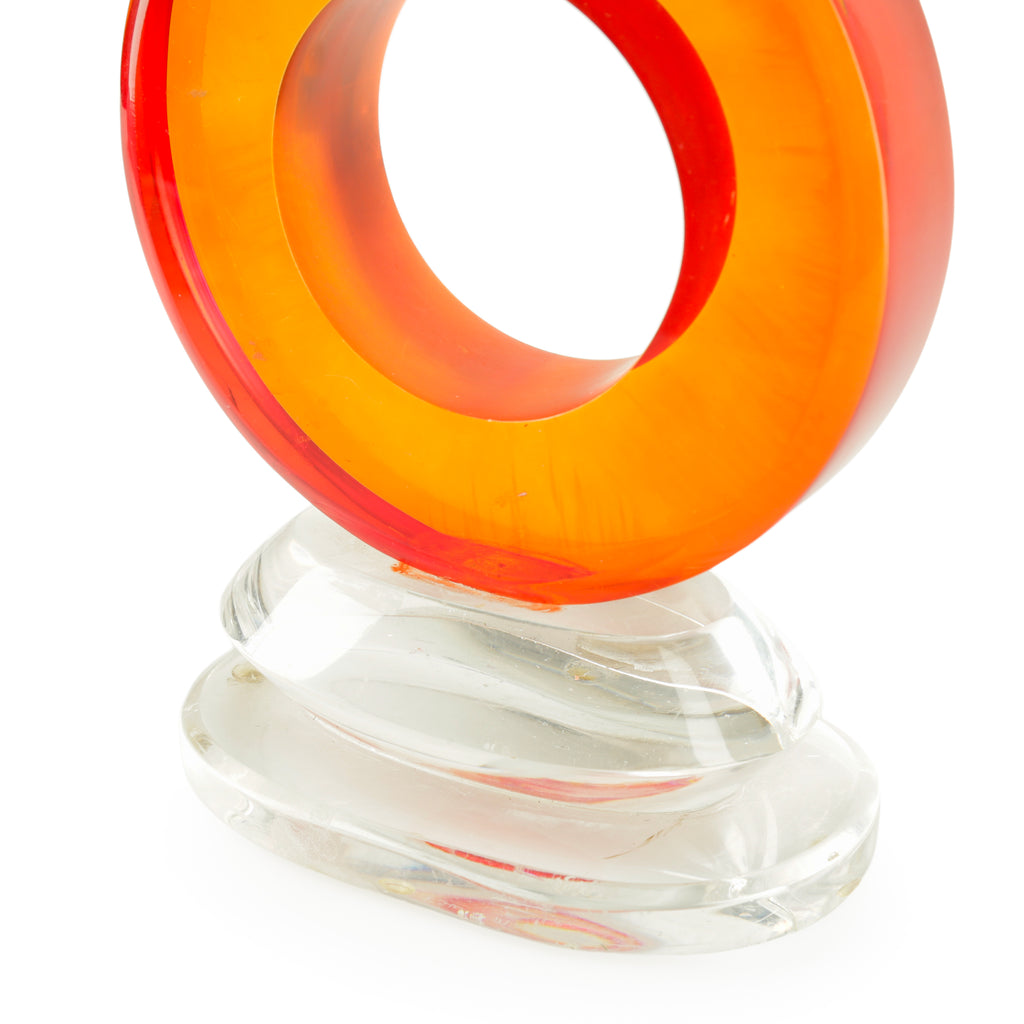 Orange & Smoky Brown Acrylic Stacked Ring Sculpture