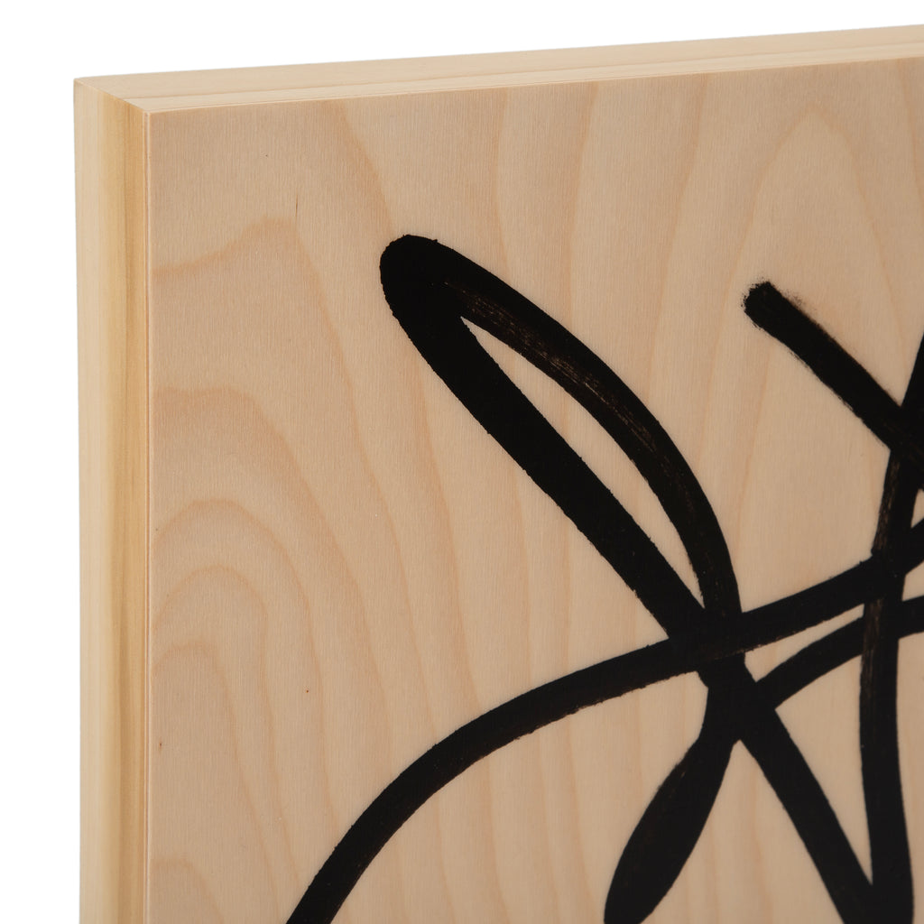 1430 (A+D) Squiggles Black on Wood B