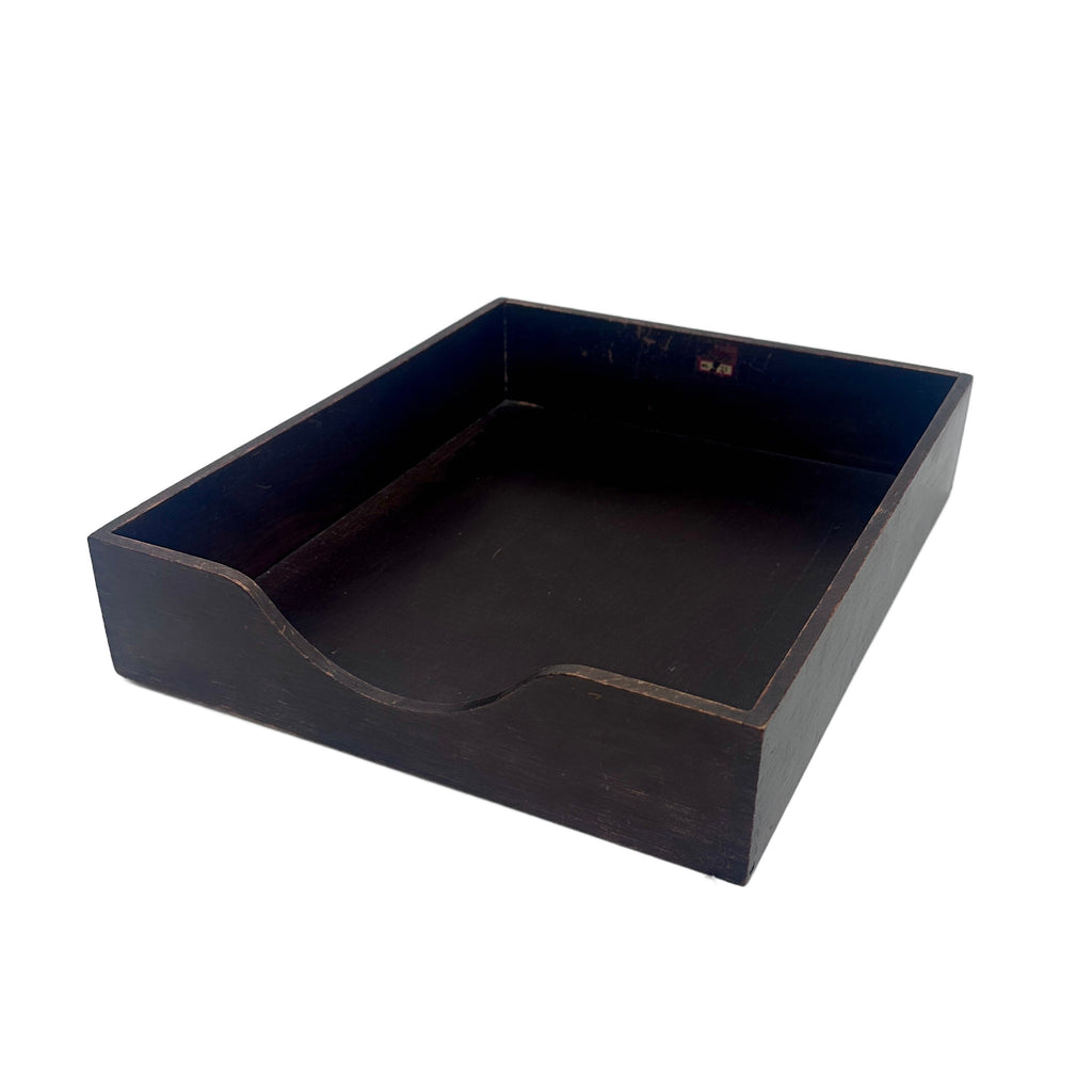 Dark Brown Wood Desk Paper Tray