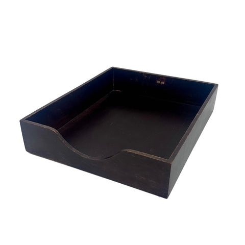 Dark Brown Wood Desk Paper Tray