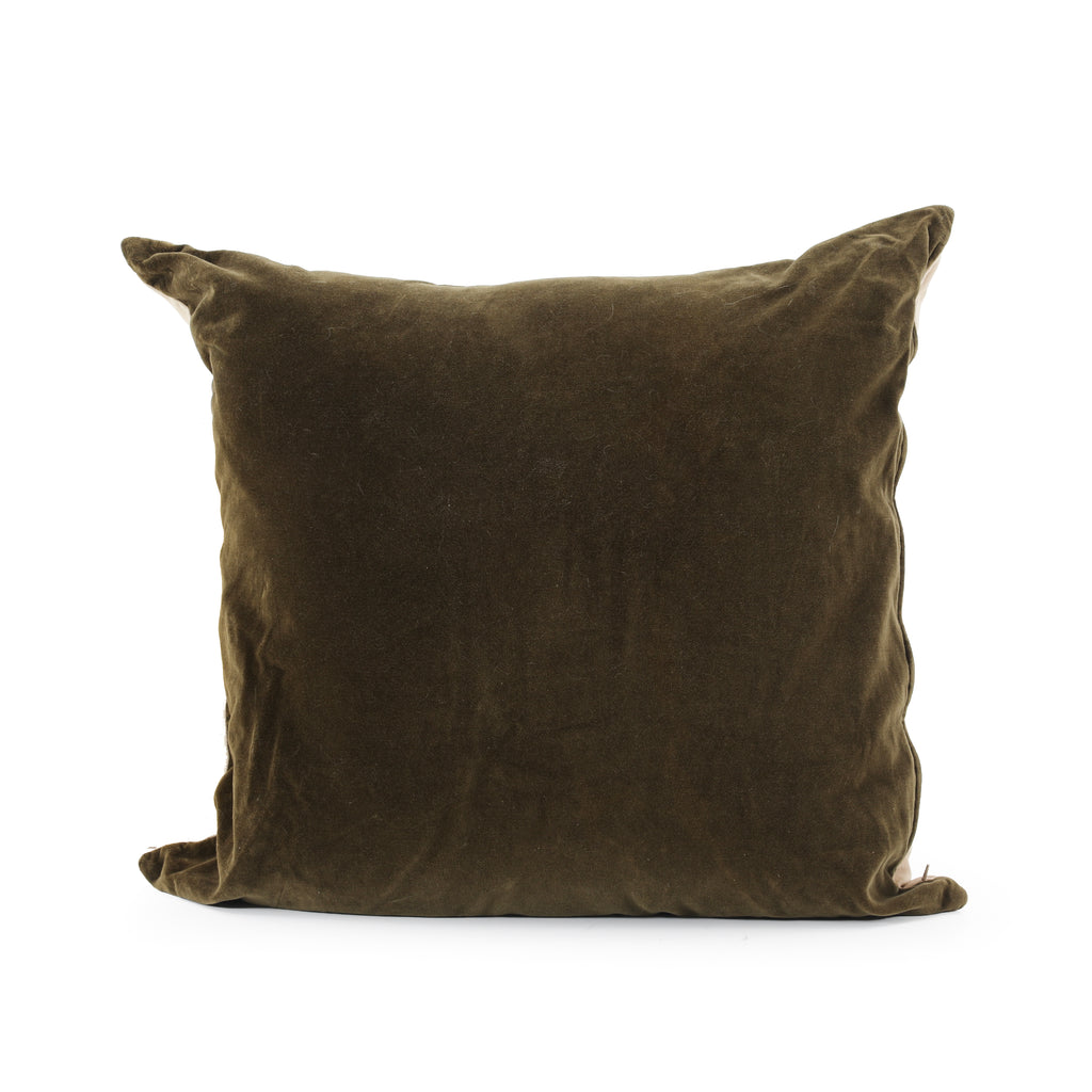Olive Green Velvet Throw Pillow