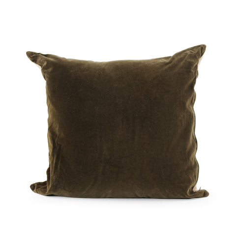 Olive Green Velvet Throw Pillow