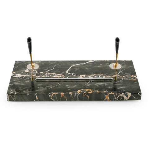 Black and Gold Veined Marble Desk Pen Holders