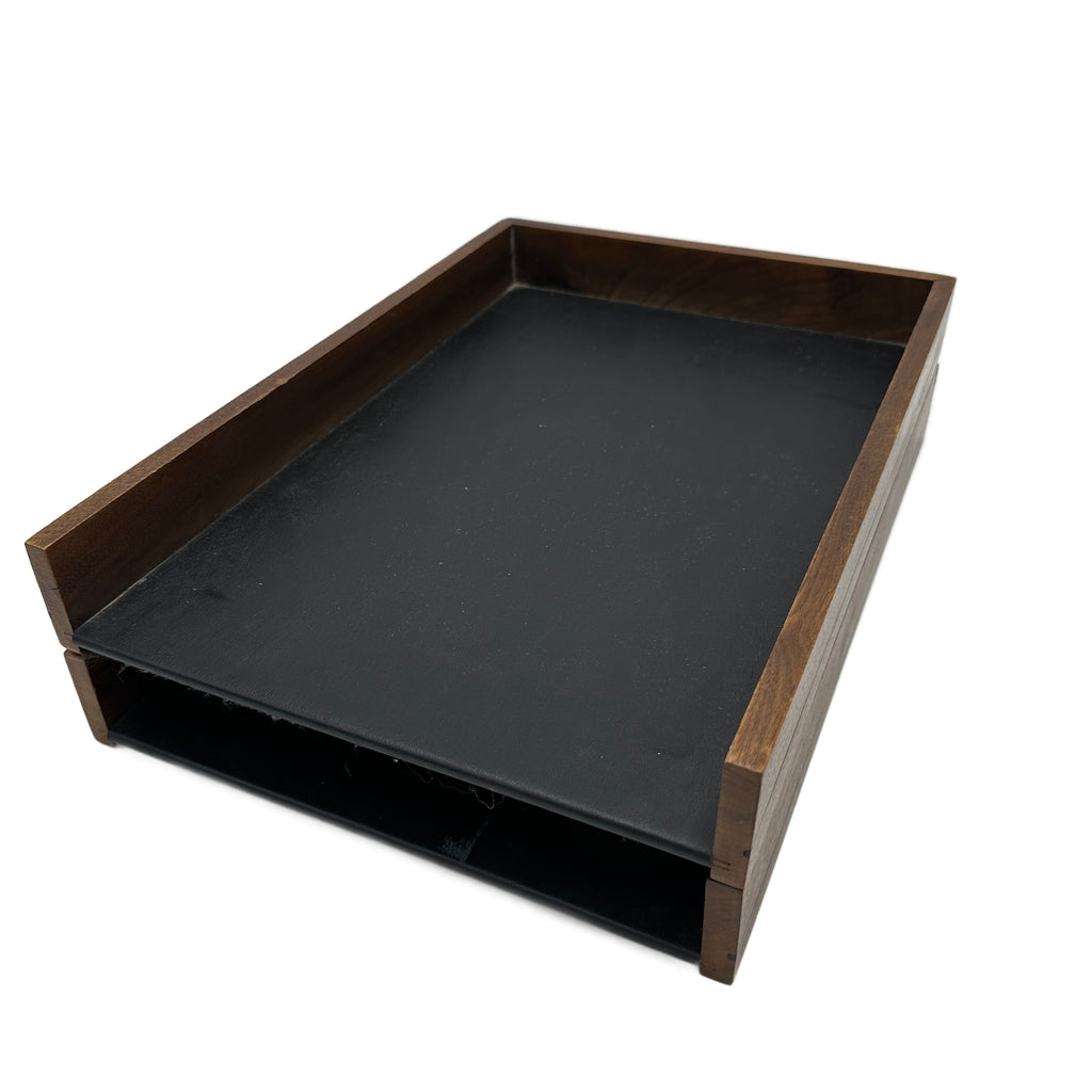 Wood Two-Tier Letter Tray
