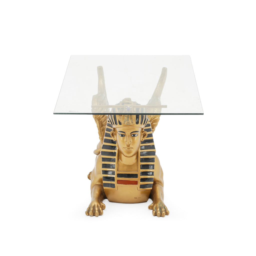 Golden Winged Sphinx Glass Coffee Table
