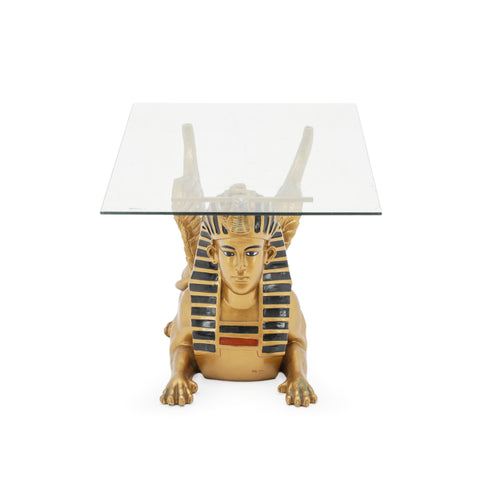 Golden Winged Sphinx Glass Coffee Table