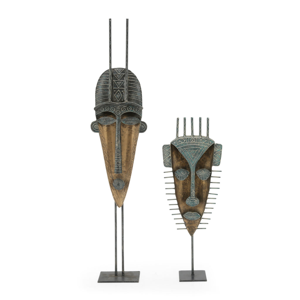 Mask Sculpture Set on Stands