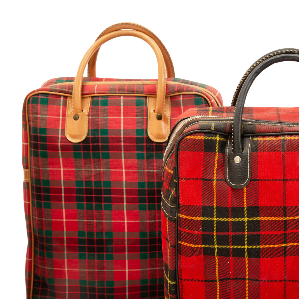 Vintage Red Plaid Insulated Picnic Set and Travel Bags