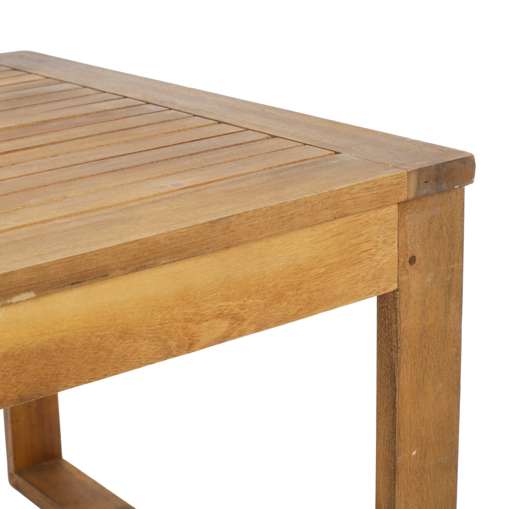 Brown Wood Slatted Top Outdoor Coffee Table