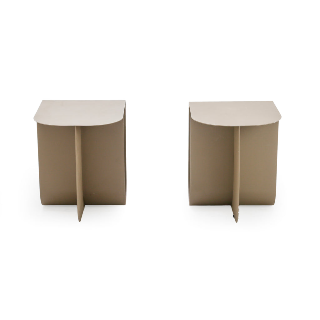 Greige Bent Metal D-Shaped Modern Accent Table