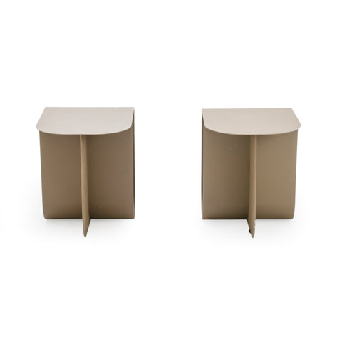 Greige Bent Metal D-Shaped Modern Accent Table