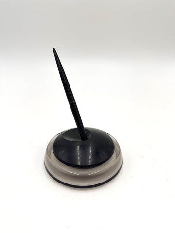 Sleek Black Pen with Smoky Gray and Black Acrylic Desk Pen Holder