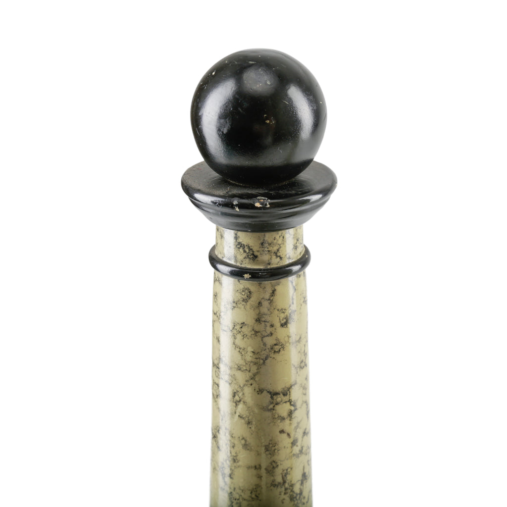 Marble and Black Decorative Pillar (Brass Eagle/Sphere)