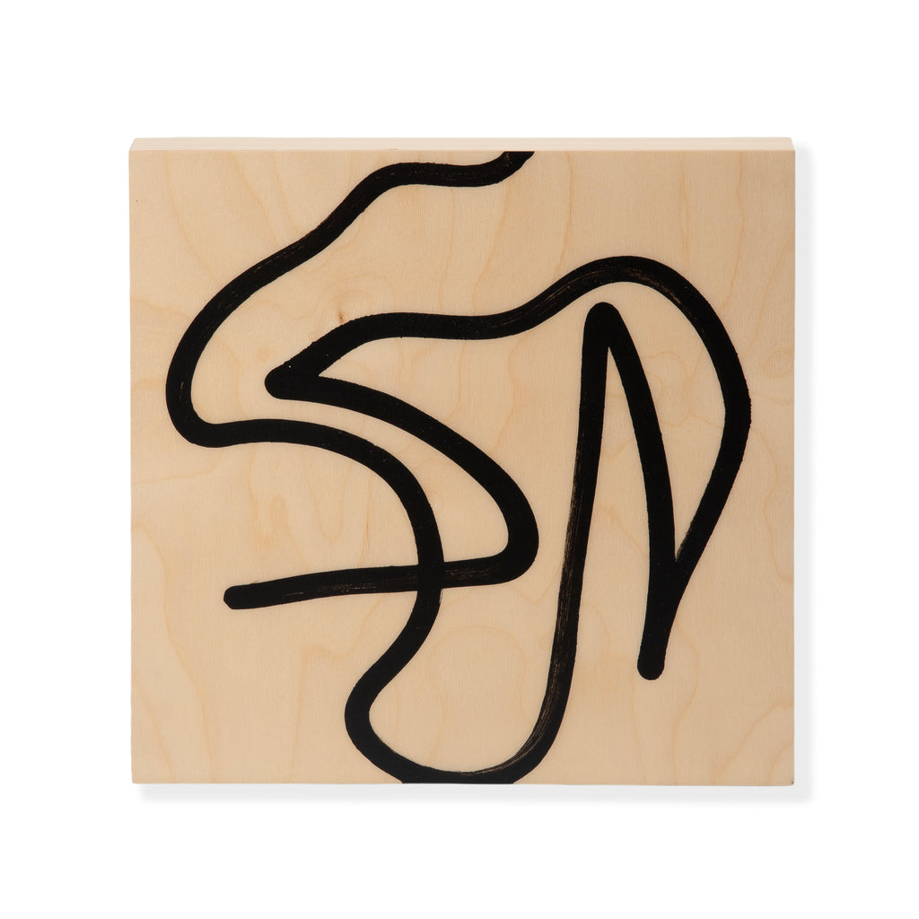 1429 (A+D) Squiggles Black on Wood A