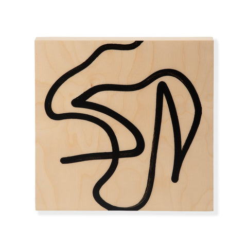 1429 (A+D) Squiggles Black on Wood A