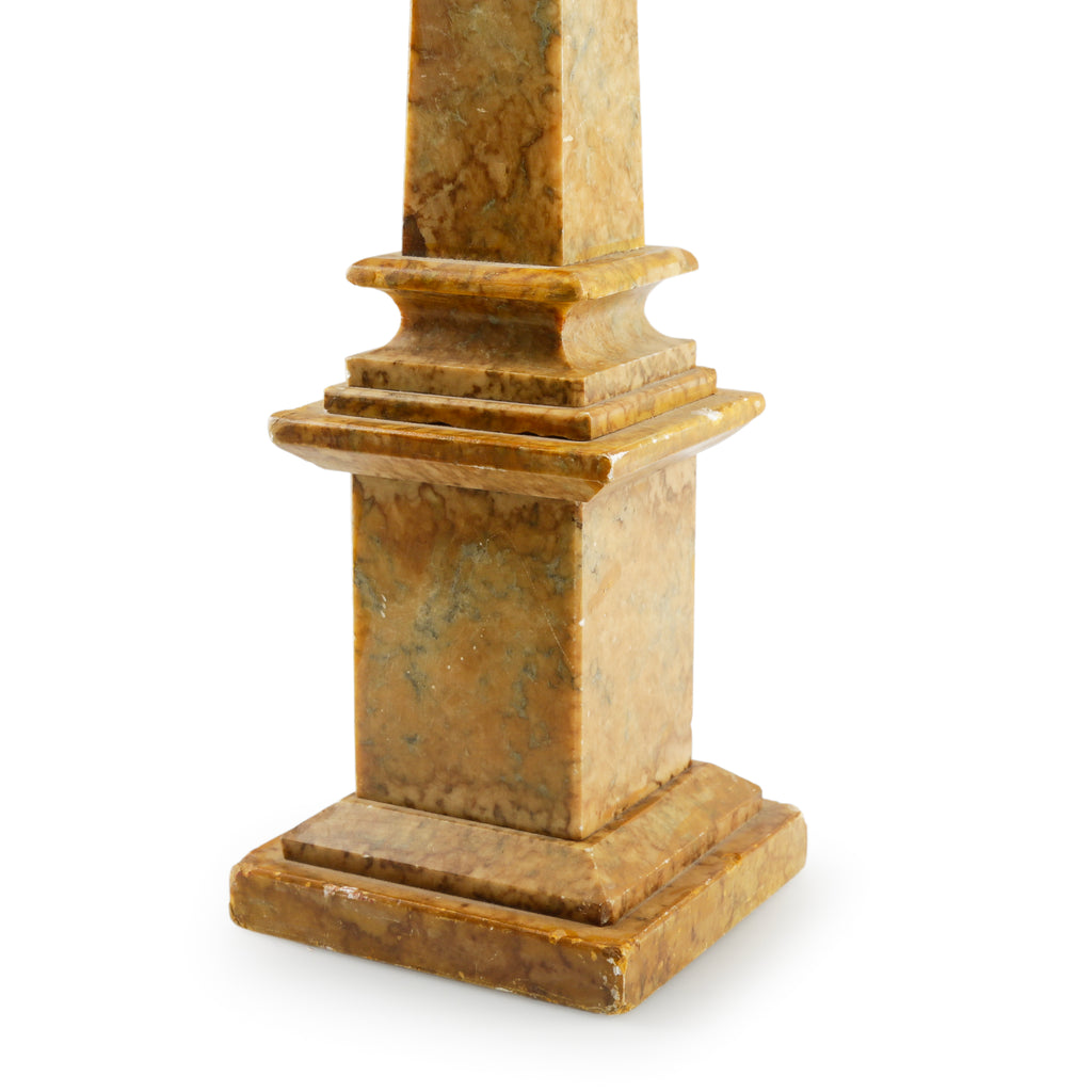Brown and Green Veined Marble Obelisk