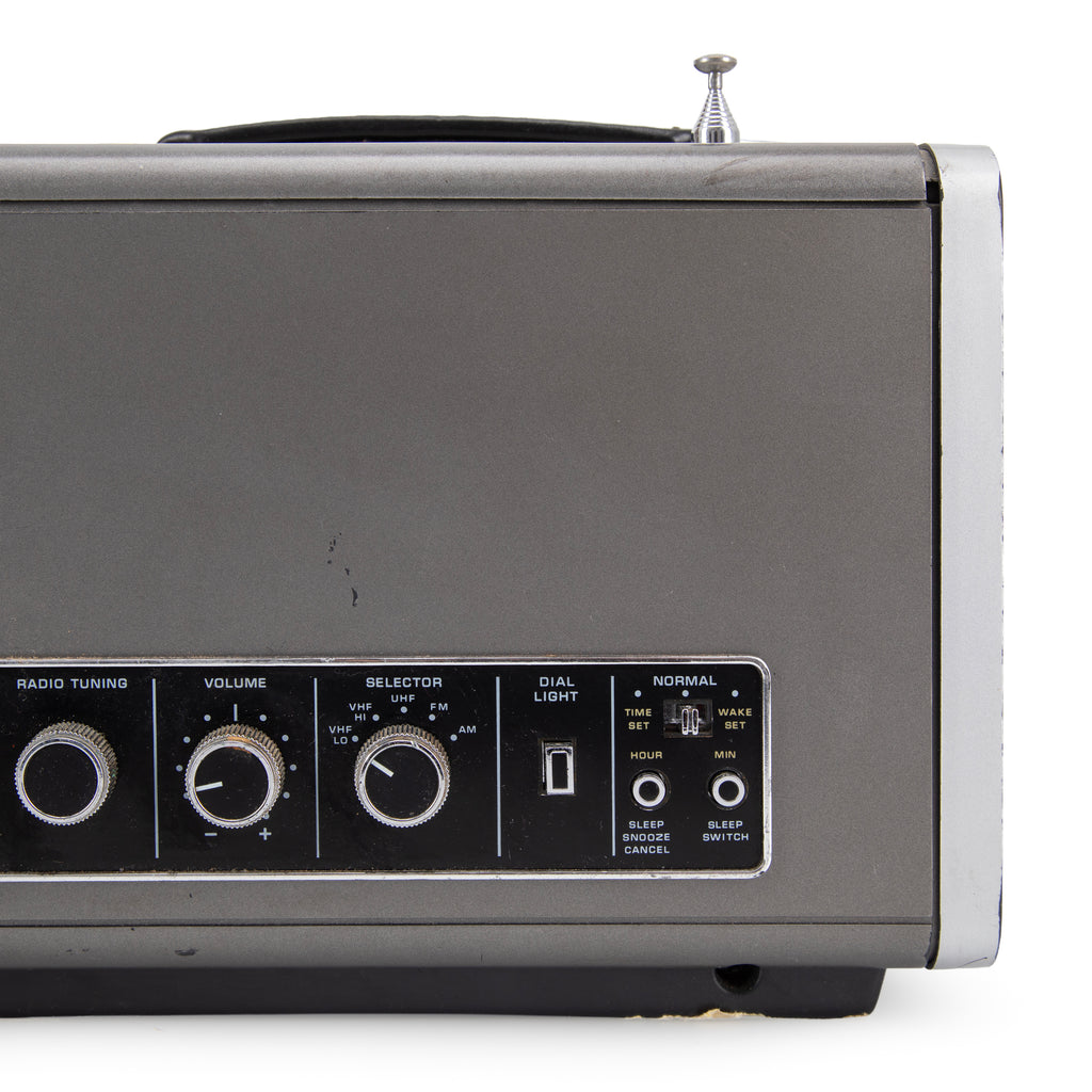 Zenith Charcoal Gray Portable TV AM-FM Clock Radio