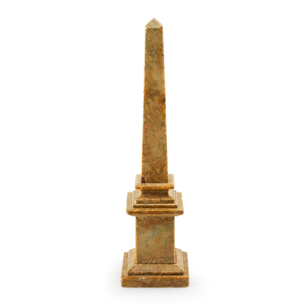 Brown and Green Veined Marble Obelisk