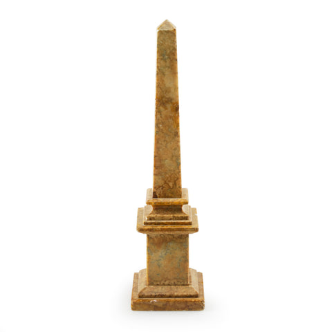 Brown and Green Veined Marble Obelisk