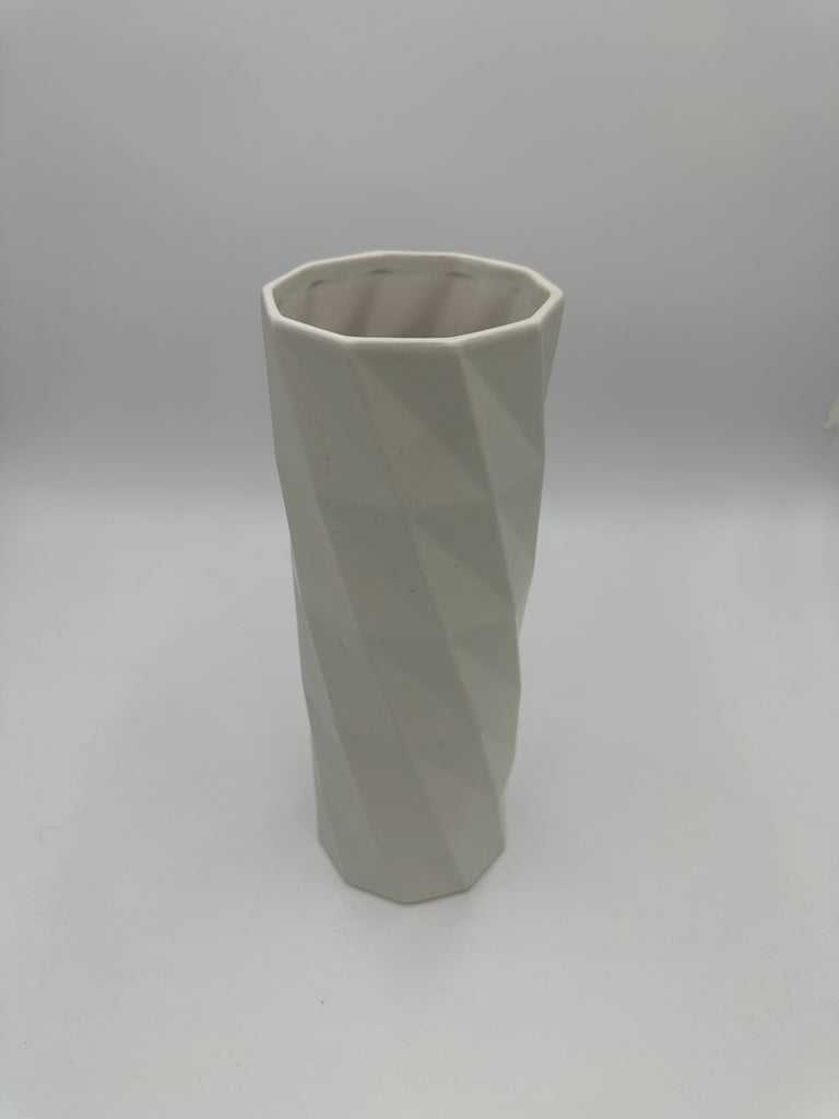 Light Gray Geometric Twisted Ceramic Vase