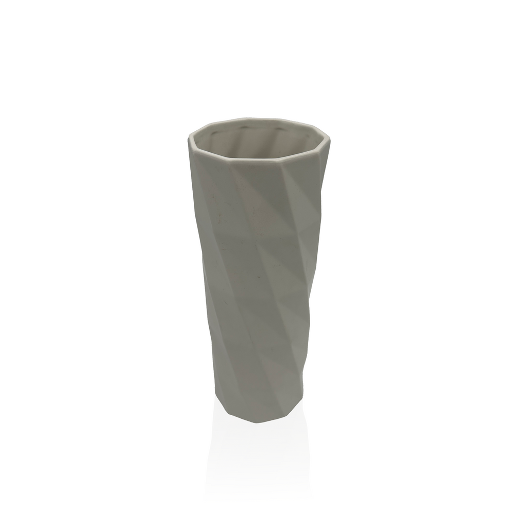 Light Gray Geometric Twisted Ceramic Vase
