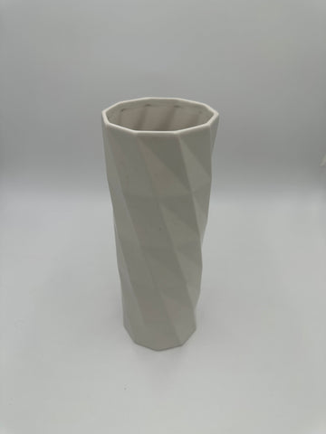 Light Gray Geometric Twisted Ceramic Vase
