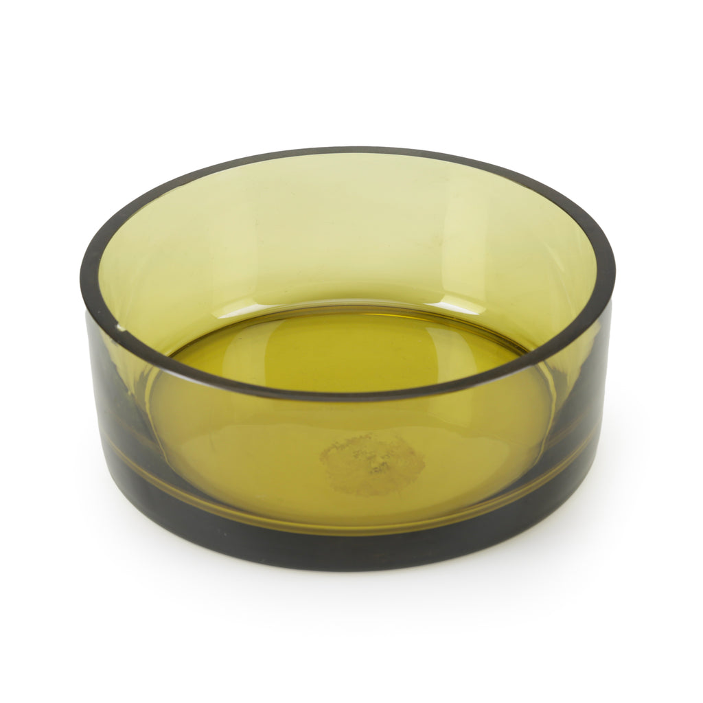 Olive Green Thick-Walled Glass Bowl