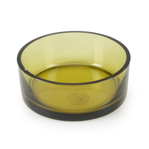 Olive Green Thick-Walled Glass Bowl