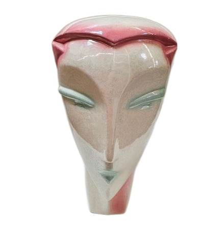 Pink and Cream Ceramic Art Deco Face
