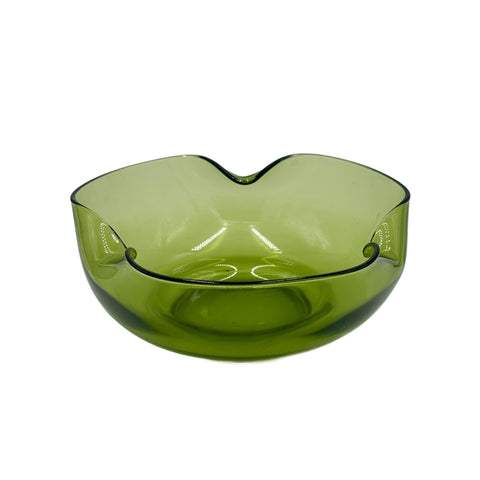 Green Wavy Glass Bowl