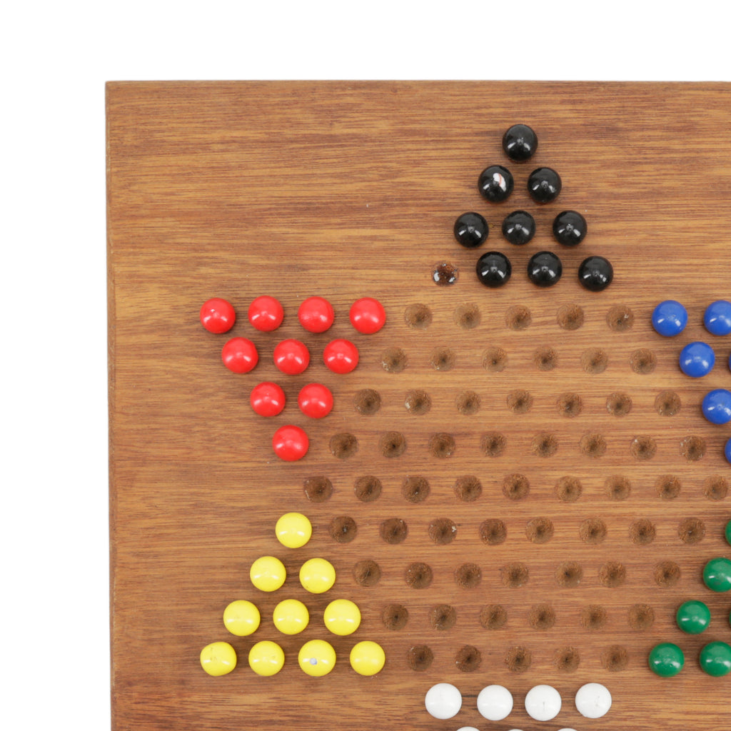 Wood Chinese Checkers with Colorful Marbles
