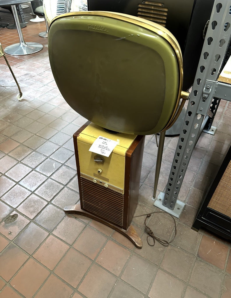 Vintage Philco Mahogany Television With Vertical Base