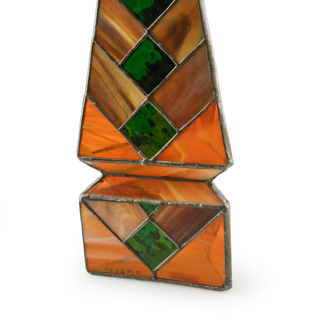 Orange, Green, and Amber Stained Glass Pyramid