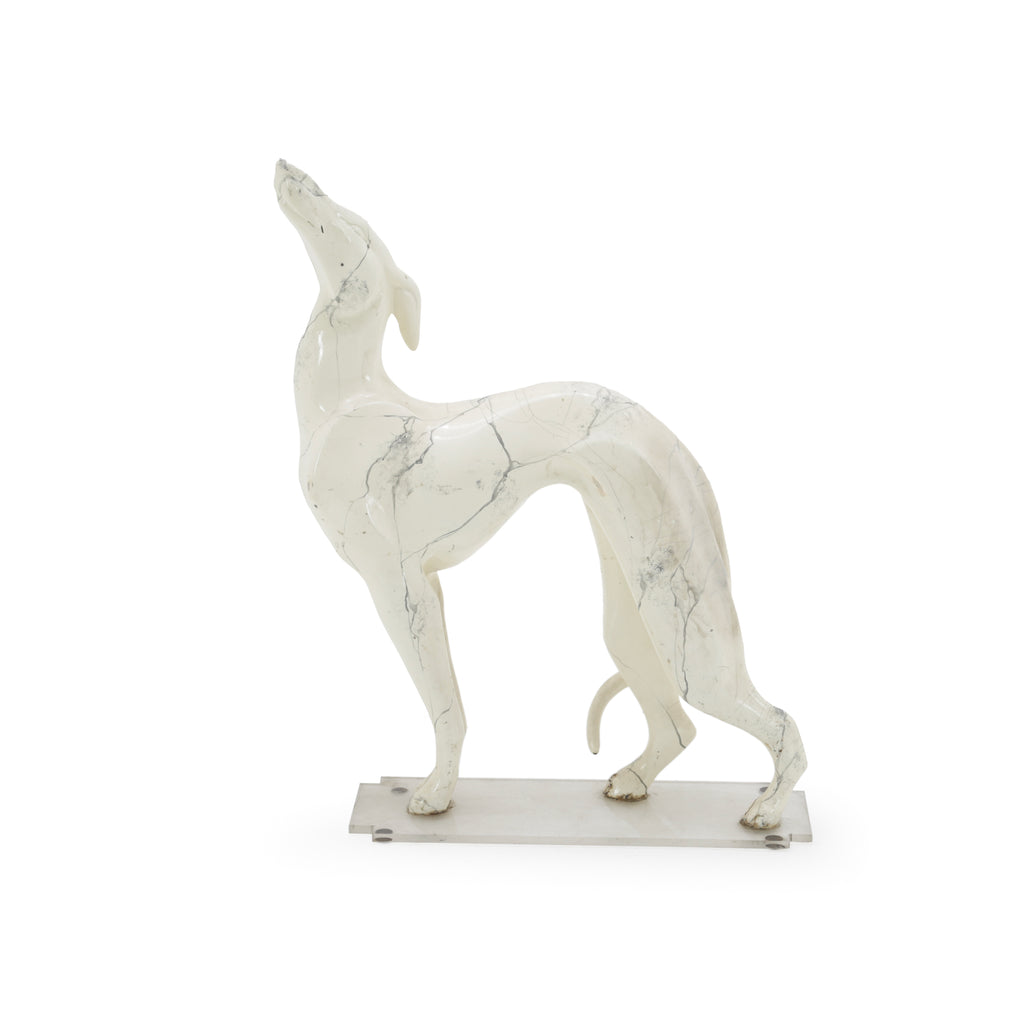 Cream and Gray Greyhound Sculpture