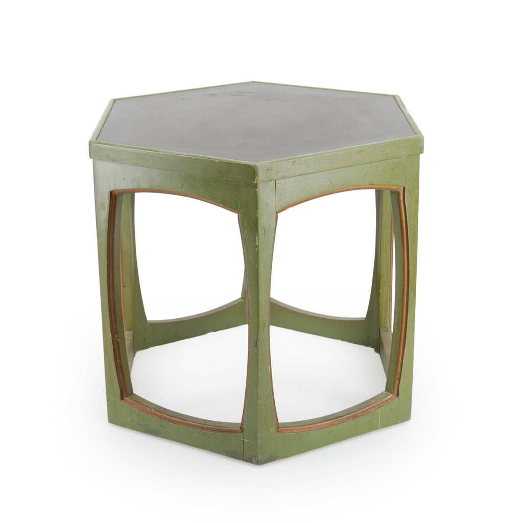 Sage Green Hexagonal Wood Accent Table