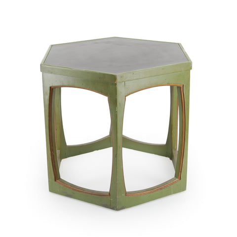 Sage Green Hexagonal Wood Accent Table