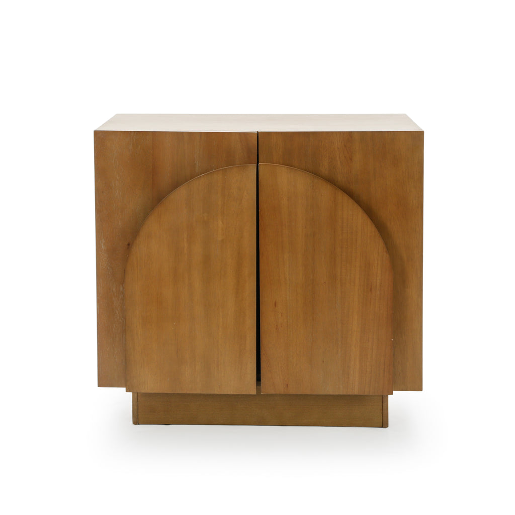 Light Brown Wood Storage Cabinet with Half-Moon Doors