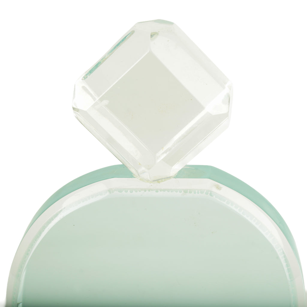 Clear and Aqua Green Acrylic Faceted Sculpture
