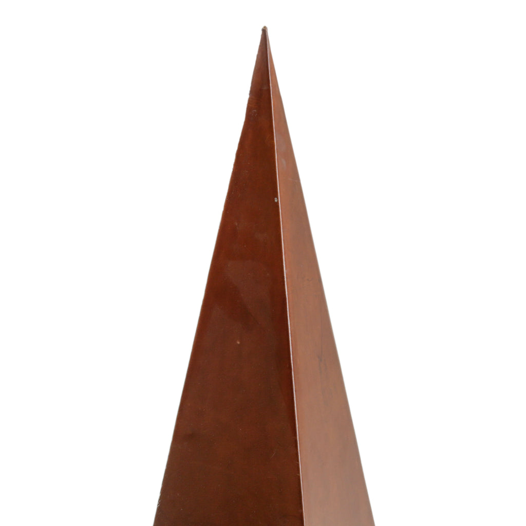 Brown Pyramid Sculpture with Gold Detail