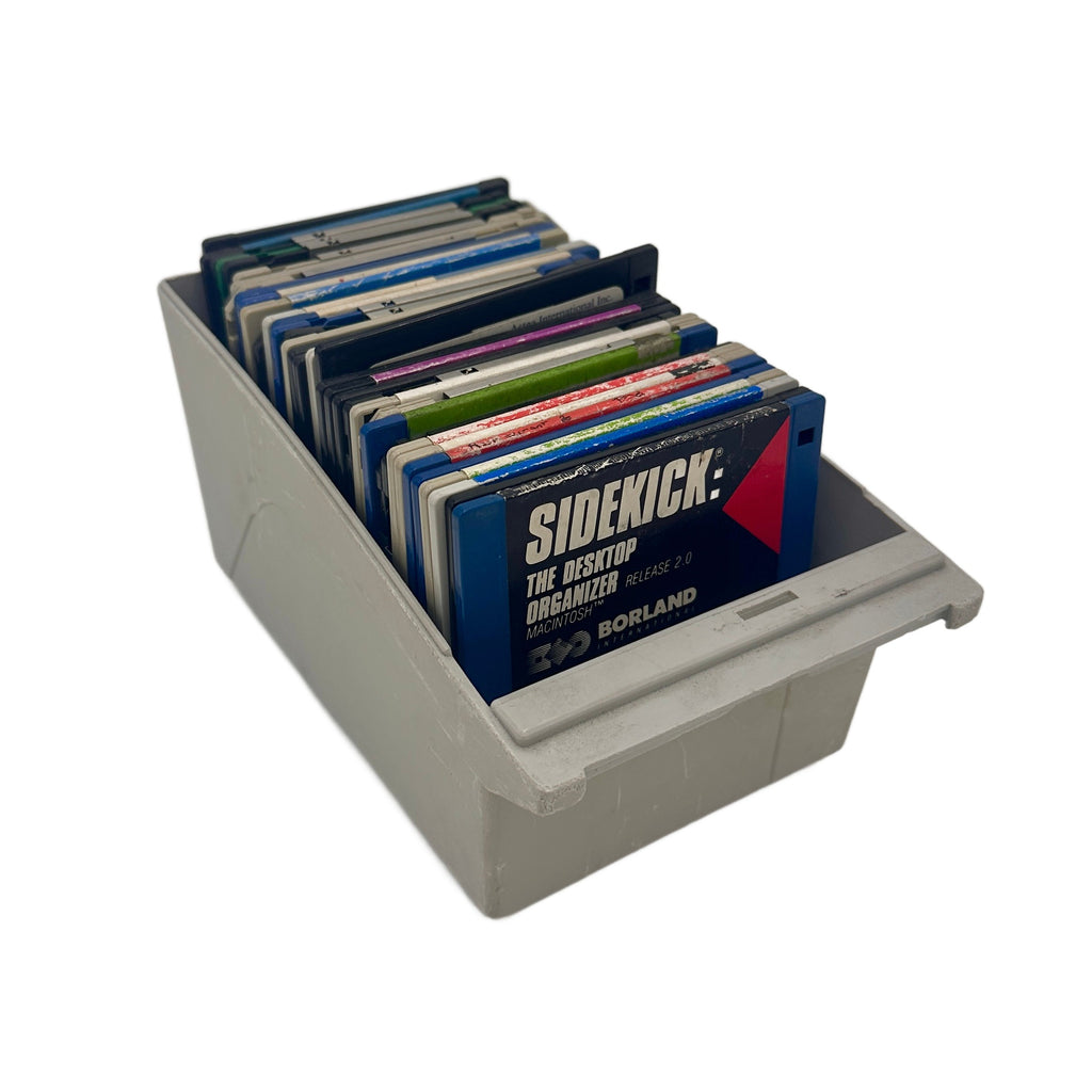 Gray Floppy Disk Storage Box with Assorted 3.5-inch Disks