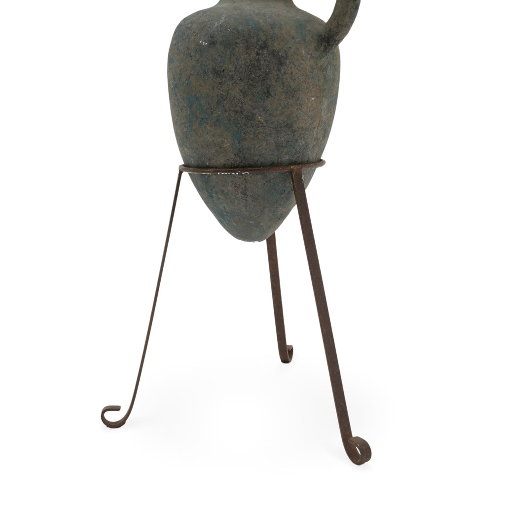 Distressed Teal Terracotta Amphora-Style Jug