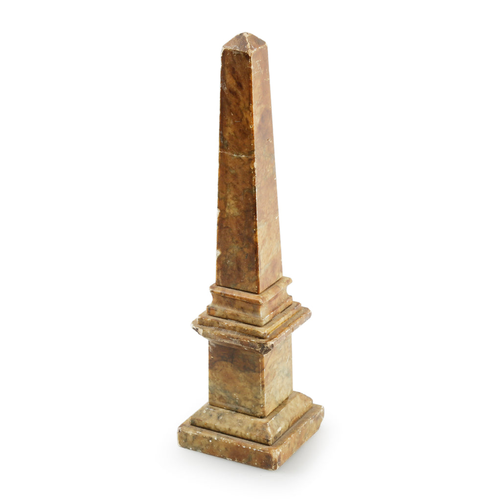 Distressed Multicolored Marble Obelisk
